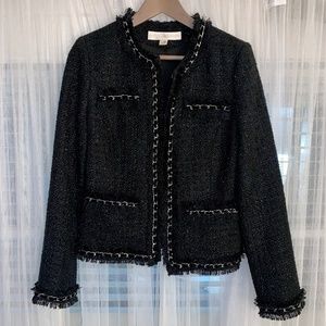 Boston Proper Black Parisian Tweed Jacket.